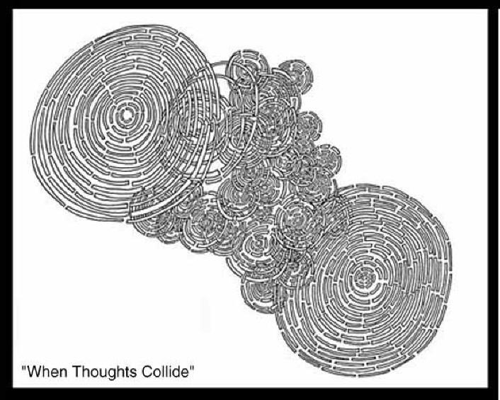 Ron Stultz doodle: "When Thoughts Collide" large image