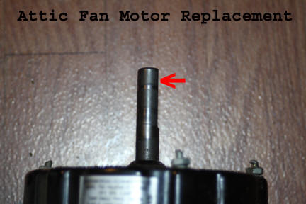 Flat side of shaft for fan blade set-screw.