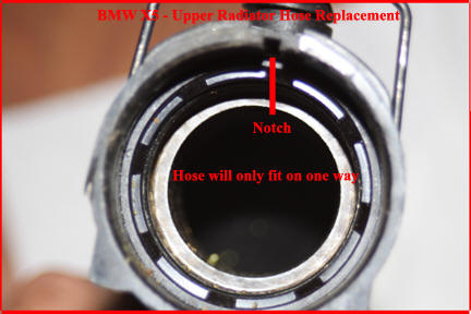 BMW X5 - Shows Notch in Radiator Hose.