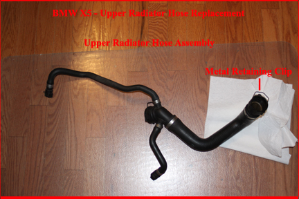 BMW X5 - Shows Upper Radiator Hose Assembly.