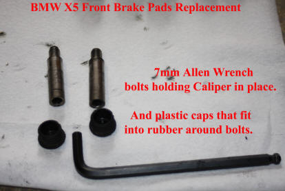 BMW X5 front brake pads replacement.