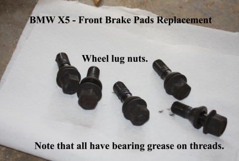 BMW X5 front brake pads replacement.