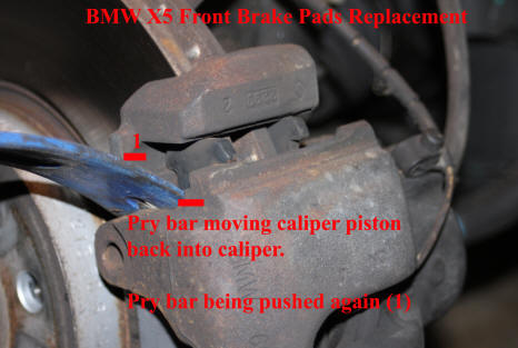 BMW X5 front brake pads replacement.