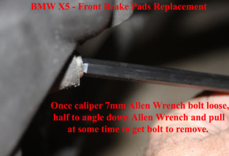 BMW X5 front brake pads replacement.