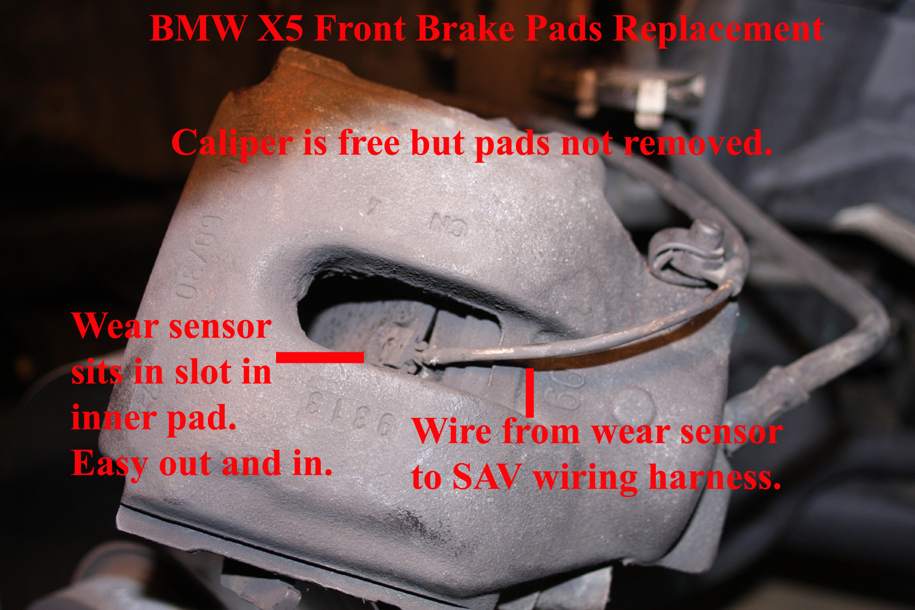 BMW X5 front brake pads replacement.