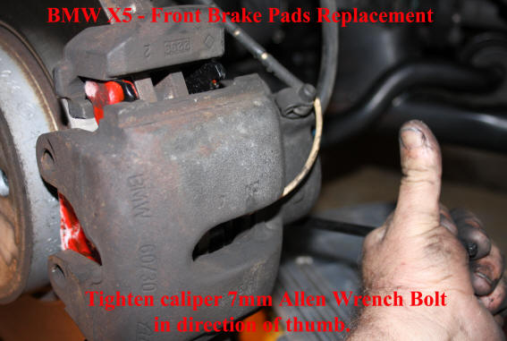 BMW X5 front brake pads replacement.