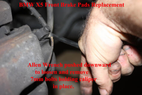 BMW X5 front brake pads replacement.