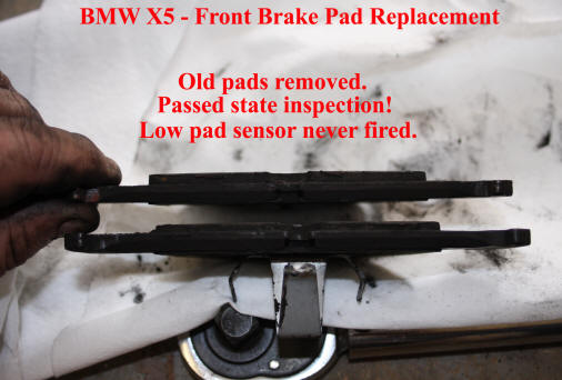 BMW X5 front brake pads replacement.