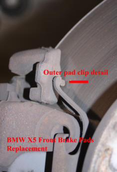 BMW X5 front brake pads replacement.