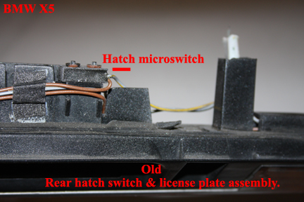 BMW X5 - Replacing the Rear Upper Hatch Switch - Old design switch details.