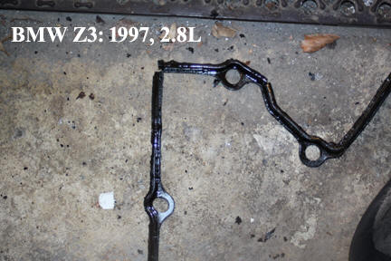 BMW Z3: Shows Brittle, Old, Valve Cover Gasket.