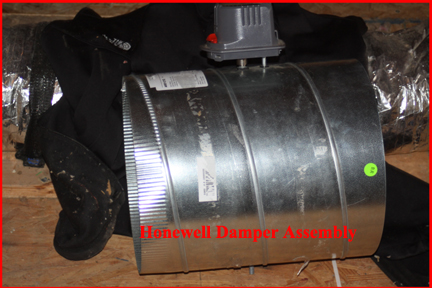 Shows new Honeywell HVAC forced air zone damper