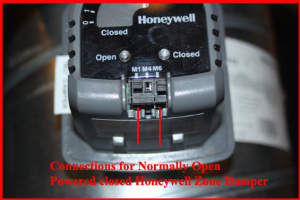 Honeywell Zzone Control Damper Electrical Connections.