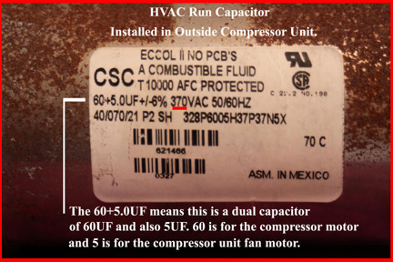 Shows how to get correct run capacitor by reading values of defective.