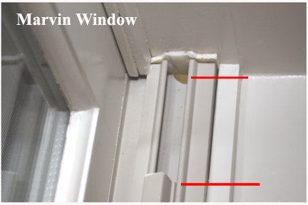 Marvin Wood Double Hung Windows - Shows Broken Vinyl Track