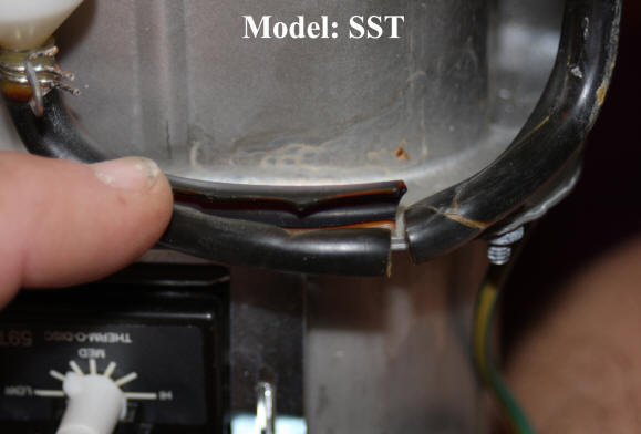 insinkrator model SST shows broken hose.