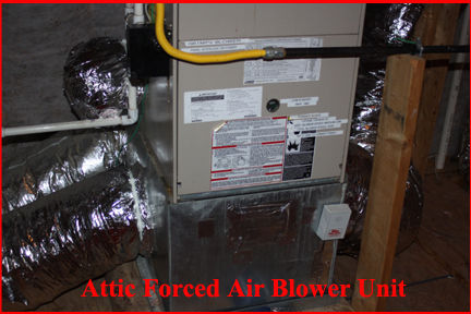 HVAC forced air gas furnace/AC and blower unit