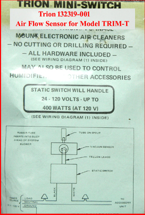 Trion TRIM-T Electrostatic Air Cleaner -Shows New Air Flow Sensor